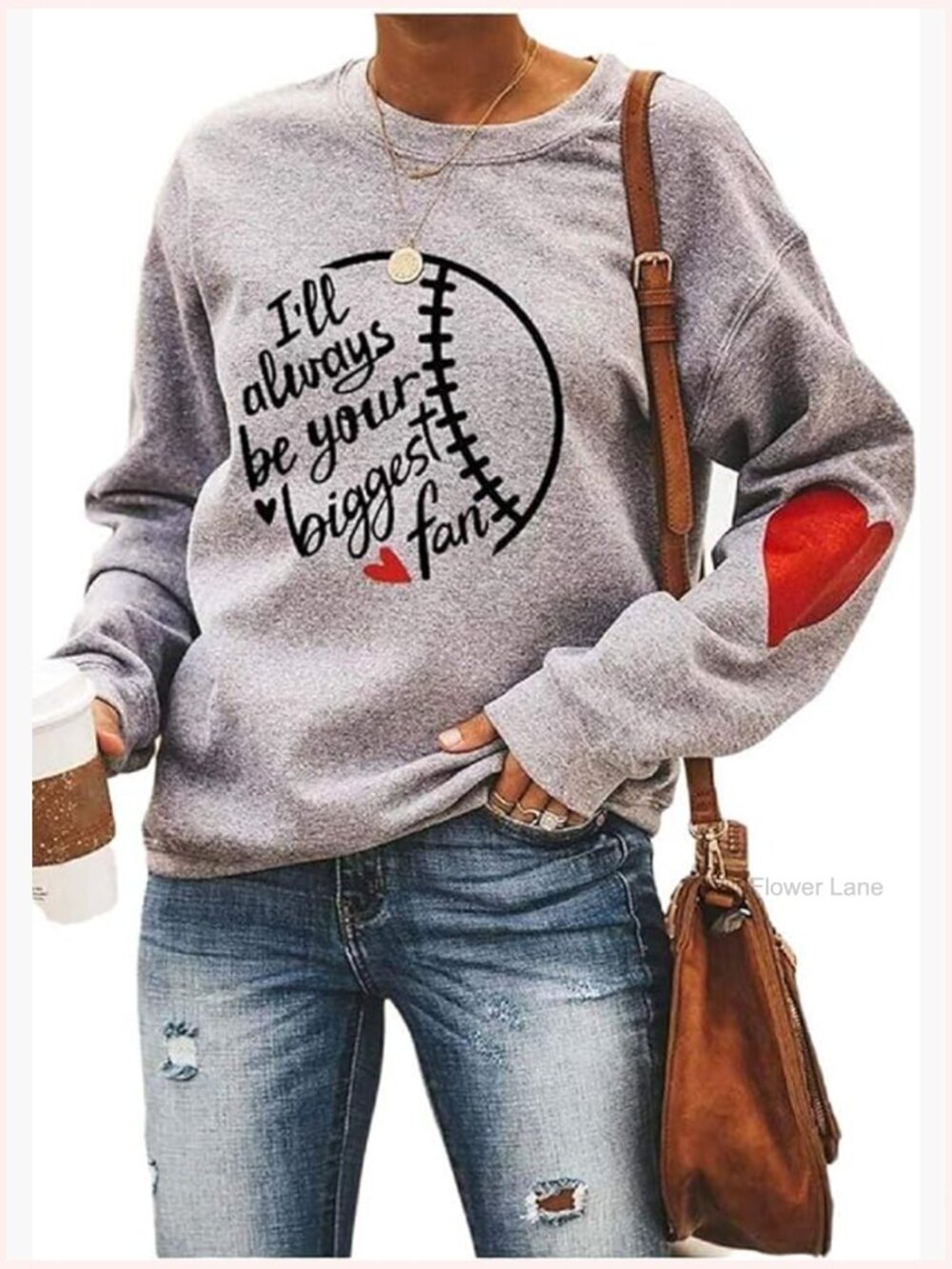 Women's Crewneck Sweatshirt Baseball Top Long Sleeve Cotton Blend